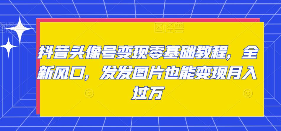 抖音头像号变现零基础教程，全新风口，发发图片也能变现月入过万