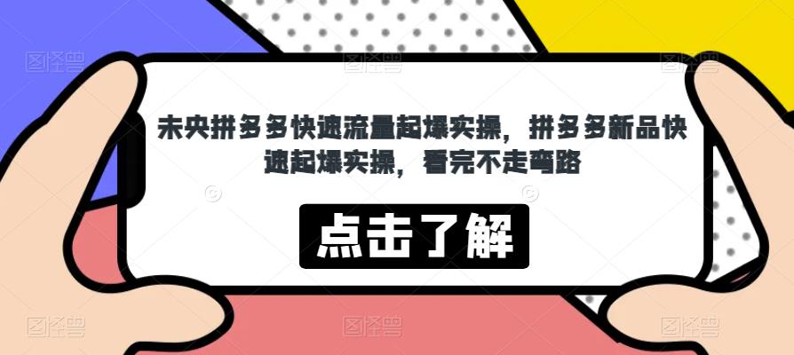 （4413期）未央拼多多快速流量起爆实操，拼多多新品快速起爆实操，看完不走弯路