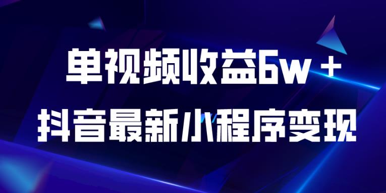 （4949期）抖音最新小程序变现项目，单视频收益6w＋，小白可做【揭秘】