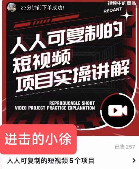 进击的小徐·人人可复制的短视频5个项目，实操讲解年销售额八位数级别项目