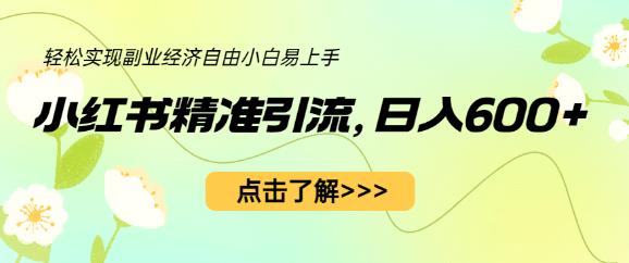 （4703期）小红书精准引流，小白日入600+，轻松实现副业经济自由