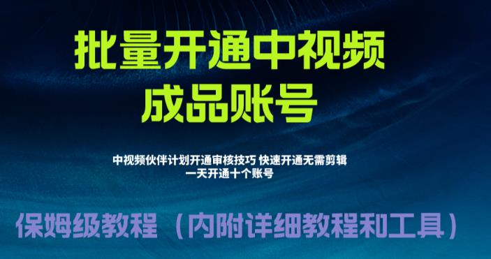 （4769期）外面收费1980的暴力开通中视频计划教程，内附详细的快速通过中视频伙伴计划的办法