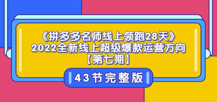 《拼多多名师线上领跑28天》2022全新线上超级爆款运营方向【第七期】43节课