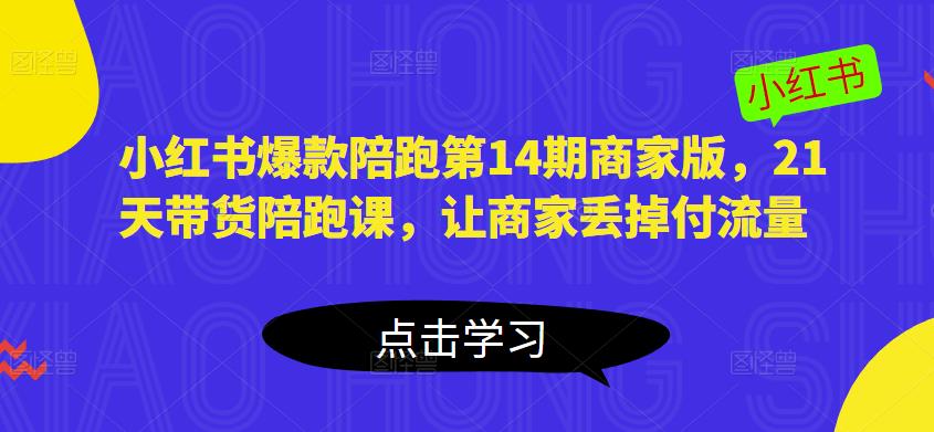 小红书爆款陪跑第14期商家版，21天带货陪跑课，让商家丢掉付流量