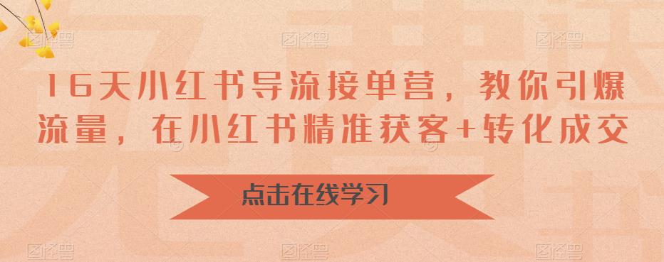 （4713期）16天小红书导流接单营，教你引爆流量，在小红书精准获客+转化成交