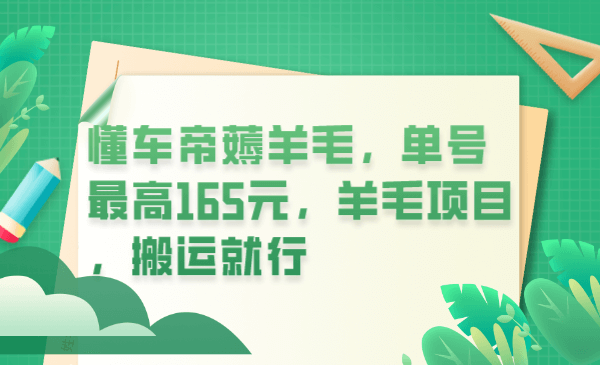 （4322期）懂车帝薅羊毛，单号最高165元，羊毛项目，搬运就行