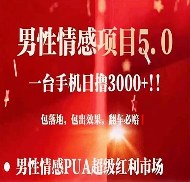 男性情感变现暴力项目，一台手机单号最高日收益3000+，当天变现