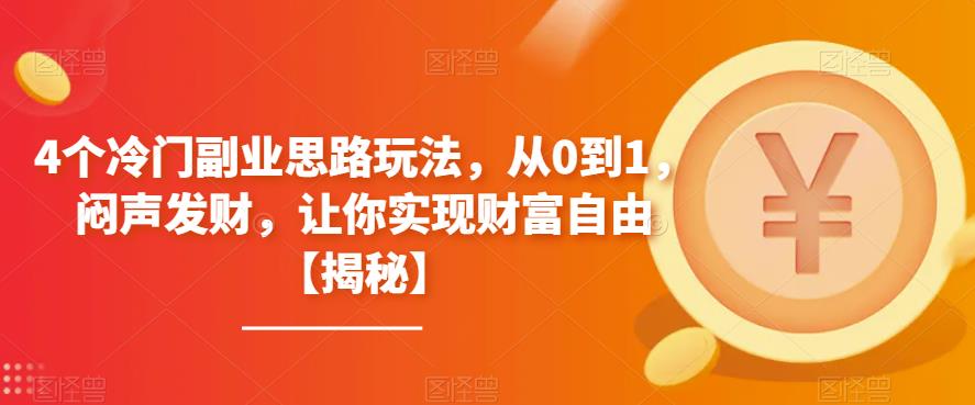 （4788期）4个冷门副业思路玩法，从0到1，闷声发财，让你实现财富自由【揭秘】