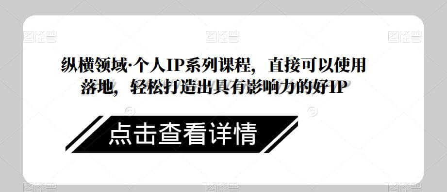 （4245期）纵横领域·个人IP系列课程，直接可以使用落地，轻松打造出具有影响力的好IP